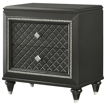 2 Drawer Night Stand with Silver Accents